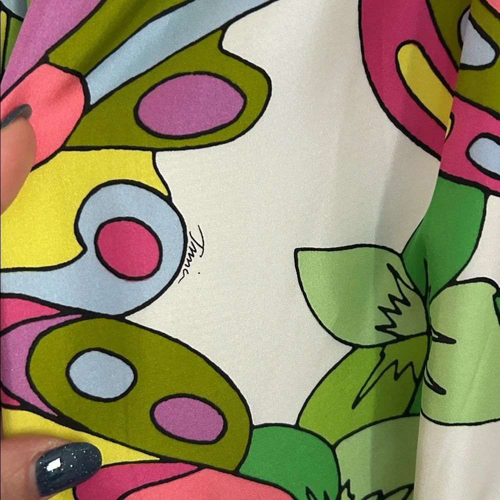 Trina Turk Off the Shoulder HighLow Floral Vibrant Multicolor Silk Dress Size S - Picture 14 of 14